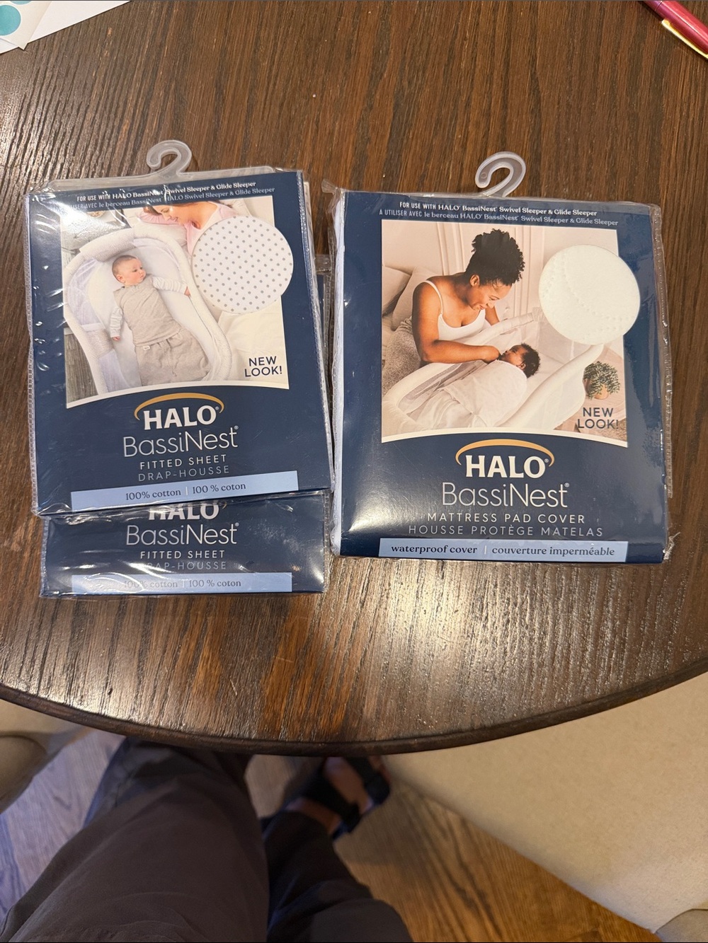 HALO BassiNest White Dotted Fitted Sheet (x2)  & Mattress Pad Cover Set